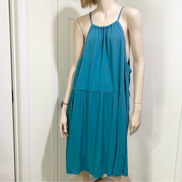 SO High Neck Crochet Trim Babydoll Teal Dress Women’s Plus Size 2X NWT $42 - Picture 1 of 14
